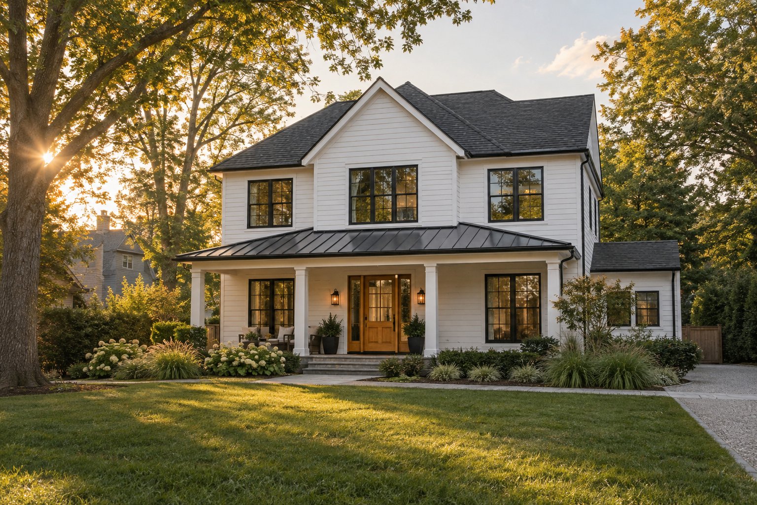 Renovated New Jersey home at dusk